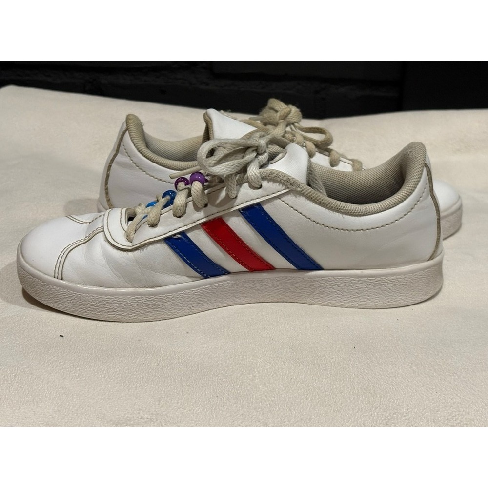 Adidas VL Court 2.0 Kids Sneakers White Red Blue FY7170 Size 3 US - Picture 3 of 7